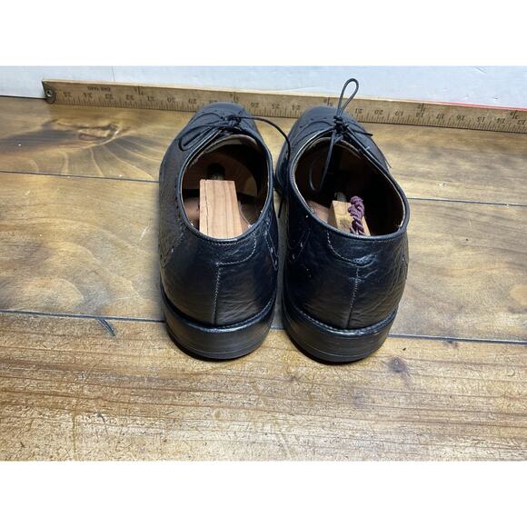 Allen Edmonds Black Nassau Ostendo Sharkskin Wingtip Derby Size 12B - Picture 6 of 10